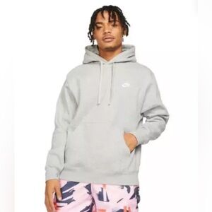 NEW Nike Mens Small Sportswear Club Fleece Pullover Hoodie - Gray (BV2654-063)